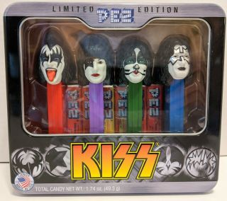 2012 Kiss Limited Edition Pez Candy Dispenser Set Collectable Tin Gene Simmons