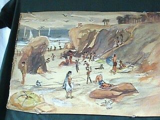 Cecil Fern Gary Antique Laguna Early California Water Color Painting