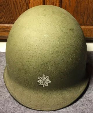 Vintage Wwii Or Korean War Era Westinghouse Army Helmet W/ Army Major Insignia