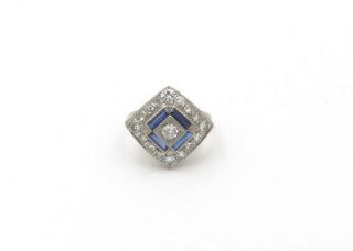 Vintage 14k White Gold 1.  84 Ctw Diamond & Syn.  Sapphire Ring,  Sz.  3.  5 - 771b - 8