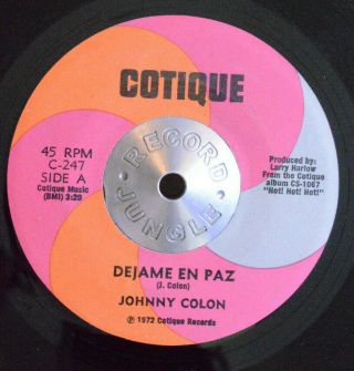 Salsa Guaguanco 45 - Johnny Colon - Dejame En Paz /no Hace Falta Papel M - Hear