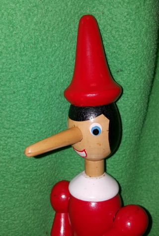 Vintage Wood Pinocchio Tonna ? Omegna Made In Italy 16 " Tall Toy - Elf,  Shelf Deco