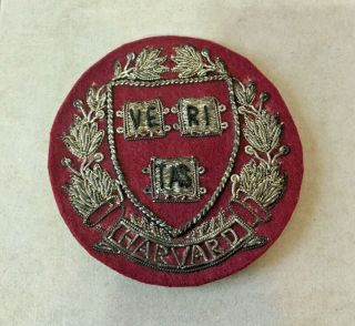 Antique Harvard University Ve Ri Tas Embroidered Metallicthread Sew On Patch