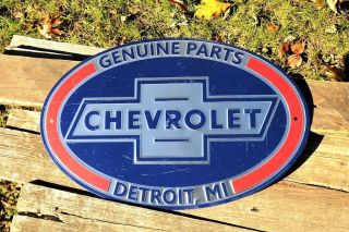 Chevrolet Parts Tin Metal Sign - Chevy - Trucks - Gm - Dealer - Bowtie