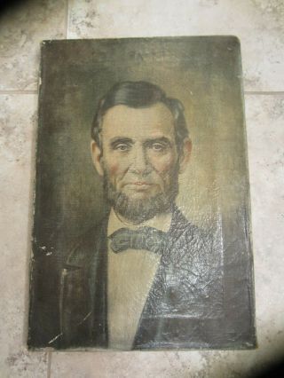 Abraham Lincoln Portrait - Painting On Canvas Early 1900