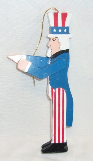 6 " Tall Wood Wooden Christmas 4th Of July Ornament Uncle Sam Usa Patriotic