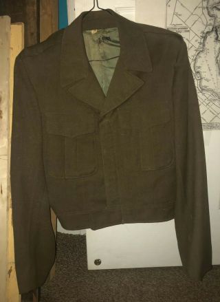 Korean War Us Army Ike Jacket 38r Vintage Military No Insignia 23 Dec 1952 Wool