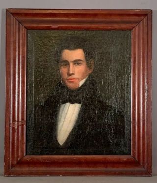 19thc Antique American Empire Gentleman Portrait Old Victorian Painting Frame