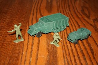 Marx Army Battleground Playset American Dark Green Half - Track & Jeep - Mpc