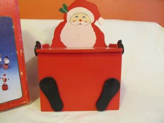 Vintage Wooden Santa Box With 12 Wooden Push Toy Ornaments 3