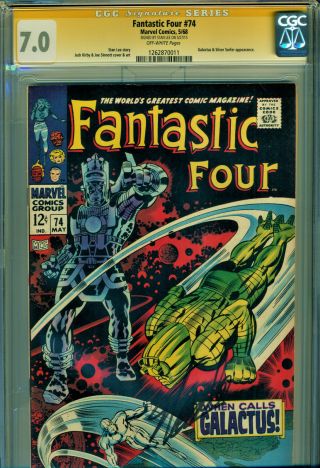 Fantastic Four 74 Ss Cgc 7.  0 Signed By Stan Lee Galactus & The Silver Surfer