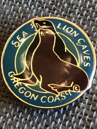 Vintage Sea Lion Caves Oregon Coast Lapel Hat Tie Pin Pinbacks