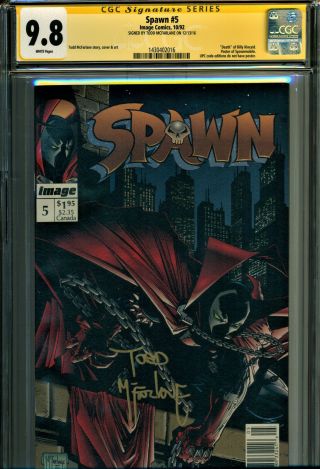 Spawn 5 Cgc Ss 9.  8 Ss Newsstand Signed By Todd Mcfarlane Spawnmobile Poster