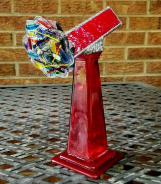 Vintage Red Stained Glass Kaleidoscope With Stand By Sue Rioux