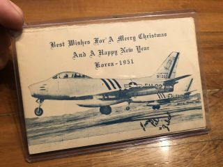 1951 Korean War F - 86 Sabre Christmas Card From The 4th Fighter Intercepter Wing