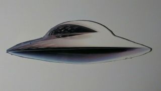 Ufo Flying Saucer Alien Craft Frige Magnet Laminated Aprox.  1.  5 In X 3.  5 In.