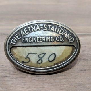 Vtg Aetna Standard Engineering Co Employee Badge Id Ww2 Era Factory Plant 580