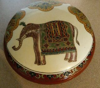 Oriental Accent Inc.  Collectible Elephant Ceramic Trinket / 7 " Bowl With Lid