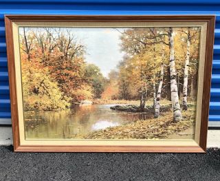 Mid Century Art Print Framed24x36 Of 1950 Oil Painting By Robert Wood