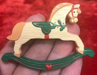 Vintage Hallmark Rocking Horse Christmas Brooch Pin