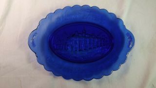 Vintage Colbalt Blue Oval Plate Mount Vernon George And Martha Washington Avon
