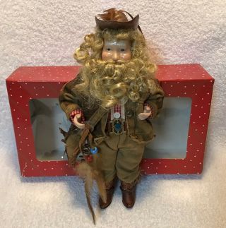 Country Cowboy Santa Claus Figure Christmas Decoration Western Decor 10” Tree