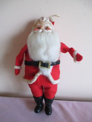 Vtg Xmas Large Santa Ornament,  Hand Painted Plastic Face,  Made In Japan