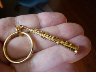 (m - 201 - B) Soprano Sax Saxophone Gold Keychain Key Ring Jewelry Selmer Mark Vi