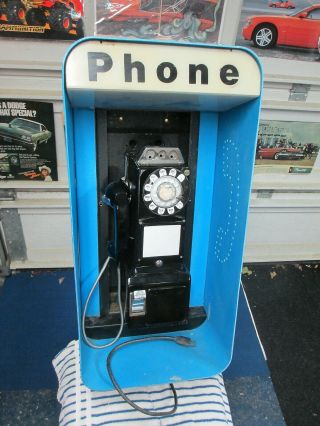 Vintage Aluminum Drive Up Americana Outdoor Phone Booth With Phone