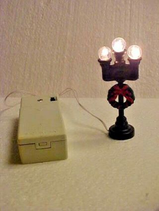 Christmas Village Accessories Three - Light Post With Battery Box - Pc