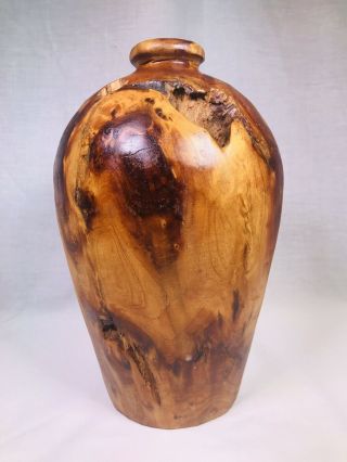 Burl Wood Vase Urn 10” Tall 6” Diameter