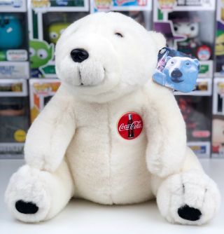 Vtg Coca - Cola White Polar Bear Plush 13 " Stuffed Toy Tags Old Stock Collectible
