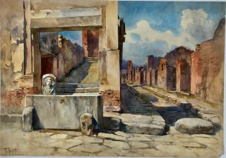 Italian Ruins - Rome? 13 1/2 X 19 " Watercolor Painting - Filippo Anivitti - 1876 - 1955