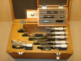 0 - 6 " Mitutoyo Vintage.  0001 " Micrometers With Standards Machinist Tools
