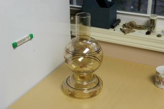 12.  25 " Vintage Glass Hurricane Lamp/candle Holder - Irridescent