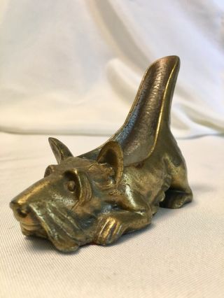 Vintage Detailed All Brass Scottish Terrier Scottie Dog Pipe Rest Stand - 4.  75 "