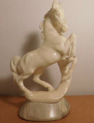 Unique Italian Hand Carved Alabaster Horse Statue Figurine On Marble Base
