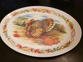 Vintage Melmac/melamine Turkey Platter,  Large Oval,  Vibrant Colors,  Brookpark.