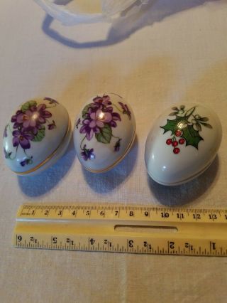 Three Limoges France Trinket Box Egg Shaped