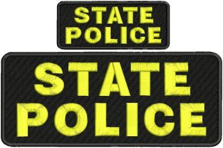 State Police Embroidery Patches 4 X 10 " And 2x5 Hook On Back