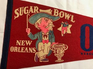 Vintage Ole Miss University Of Mississippi Sugar Bowl Pennant