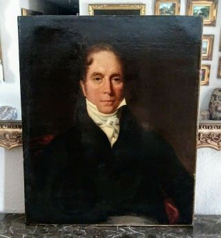 Antique Realism Oil Painting Late 18th C.  Portrait Of A Gentleman European Art