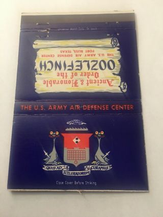 Vintage Matchbook Cover Matchcover Us Army Order Of Oozlefinch Fort Bliss Tx