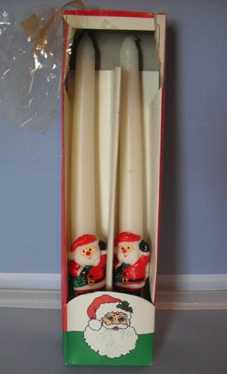Vintage Mccrory Waving Santa Claus Christmas 10 " Unburned Taper Candles 1993