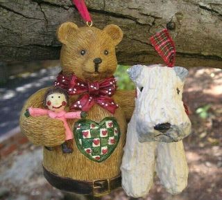 Soft Coated Wheaten Terrier With A Bear Christmas Tree Ornament