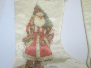 Set of 4 Vintage 1986 Giordano Victorian Christmas Stockings Satin & Lace 4547 2