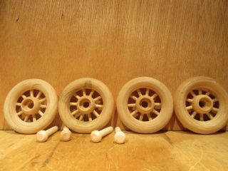 4wood Wheels W Spokes Antique Toy Making Parts Wagons 2 1/4 " Dia.  Old Stock