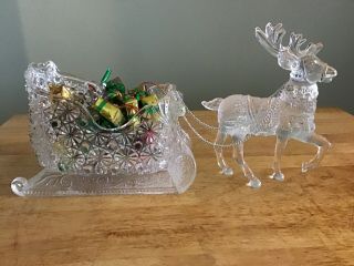 Santa Sleigh Reindeer And Packages.  Hard Plastic.  Would Be A Pretty Candy Dish