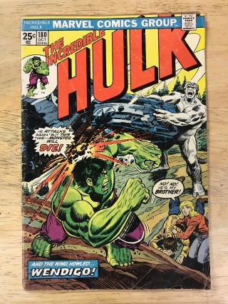 The Incredible Hulk 180 - Vg - Marvel Comics 1st Printing - Marvel Value Stamp
