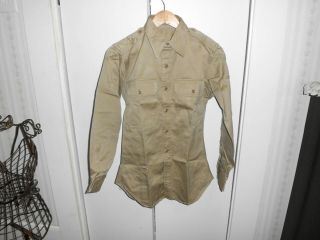 Korean War Era Us Army Cotton Shirt - Size 14 1/2 X 32 - Shirt,  Cotton Khaki